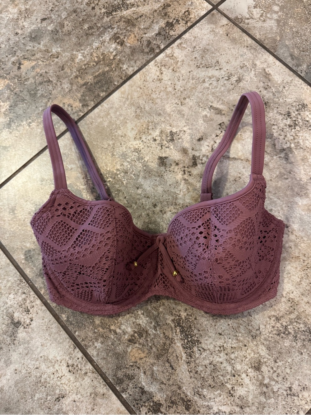 Freya Standard Sundance Crochet Sweetheart Padded Underwire Bikini Top wmns 32G